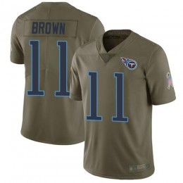 Tennessee Titans #11 A.J. Brown Olive Men Stitched NFL Limited 2017 Salute to Service Jersey Men