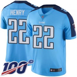 Titans #22 Derrick Henry Light Blue Men Stitched NFL Limited Rush 100th Season Jersey