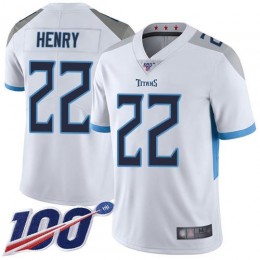 Titans #22 Derrick Henry White Men Stitched NFL 100th Season Vapor Limited Jersey