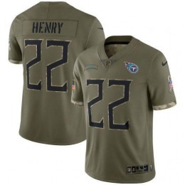 Tennessee Titans #22 Derrick Henry Men's 2022 Salute To Service Limited Jersey – Olive