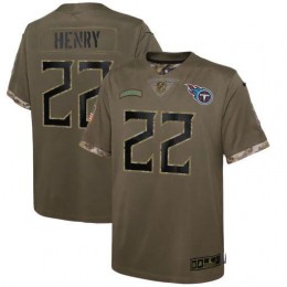 Tennessee Titans #22 Derrick Henry Men 2022 Salute To Service Limited Jersey – Olive