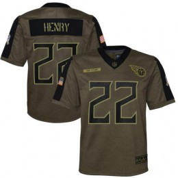 Tennessee Titans #22 Derrick Henry Olive Men 2021 Salute To Service Game Jersey