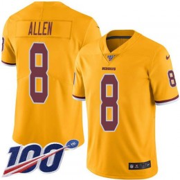 Washington Commanders #8 Kyle Allen Gold Men Stitched NFL Limited Rush 100th Season Jersey Men