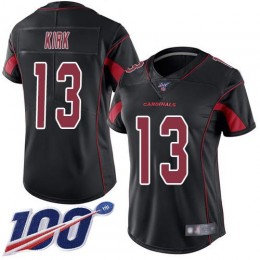 Arizona Cardinals #13 Christian Kirk Black Women's Stitched NFL Limited Rush 100th Season Jersey