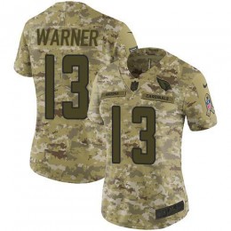 Arizona Cardinals #13 Kurt Warner Camo Women's Stitched NFL Limited 2018 Salute to Service Jersey