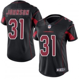 Arizona Cardinals #31 David Johnson Black Women's Stitched NFL Limited Rush Jersey