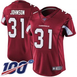 Arizona Cardinals #31 David Johnson Red Team Color Women's Stitched NFL 100th Season Vapor Limited Jersey
