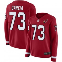 Arizona Cardinals #73 Max Garcia Red Team Color Women's Stitched NFL Limited Therma Long Sleeve Jersey