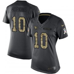Cardinals #10 DeAndre Hopkins Black Women's Stitched NFL Limited 2016 Salute To Service Jersey