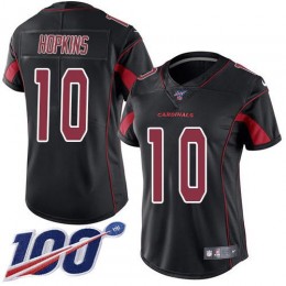 Cardinals #10 DeAndre Hopkins Black Women's Stitched NFL Limited Rush 100th Season Jersey