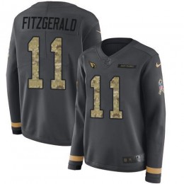 Cardinals #11 Larry Fitzgerald Anthracite Salute To Service Women's Stitched NFL Limited Therma Long Sleeve Jersey