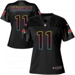Cardinals #11 Larry Fitzgerald Black Women's NFL Fashion Game Jersey