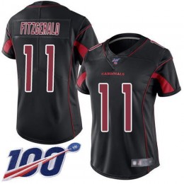 Cardinals #11 Larry Fitzgerald Black Women's Stitched NFL Limited Rush 100th Season Jersey