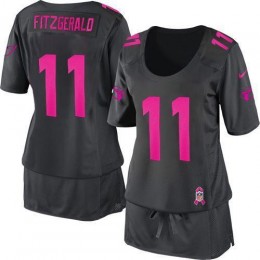 Cardinals #11 Larry Fitzgerald Dark Grey Women's Breast Cancer Awareness Stitched NFL Elite Jersey