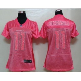 Cardinals #11 Larry Fitzgerald Pink Sweetheart Women's NFL Game Jersey