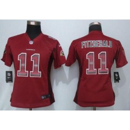 Cardinals #11 Larry Fitzgerald Red Team Color Women's Stitched NFL Elite Strobe Jersey