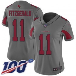Cardinals #11 Larry Fitzgerald Silver Women's Stitched NFL Limited Inverted Legend 100th Season Jersey
