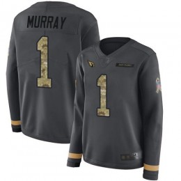 Cardinals #1 Kyler Murray Anthracite Salute To Service Women's Stitched NFL Limited Therma Long Sleeve Jersey