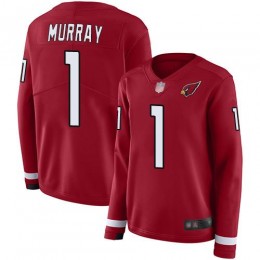Cardinals #1 Kyler Murray Red Team Color Women's Stitched NFL Limited Therma Long Sleeve Jersey