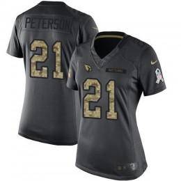 Cardinals #21 Patrick Peterson Black Women's Stitched NFL Limited 2016 Salute To Service Jersey