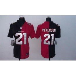 Cardinals #21 Patrick Peterson Black/Red Women's Stitched NFL Elite Split Jersey