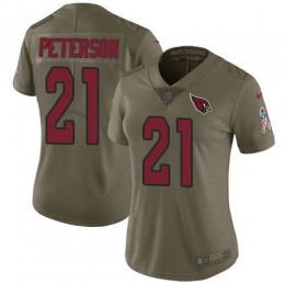 Cardinals #21 Patrick Peterson Olive Women's Stitched NFL Limited 2017 Salute To Service Jersey