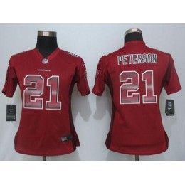 Cardinals #21 Patrick Peterson Red Team Color Women's Stitched NFL Elite Strobe Jersey