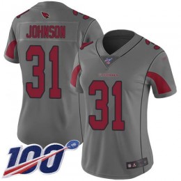 Cardinals #31 David Johnson Silver Women's Stitched NFL Limited Inverted Legend 100th Season Jersey