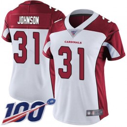 Cardinals #31 David Johnson White Women's Stitched NFL 100th Season Vapor Limited Jersey