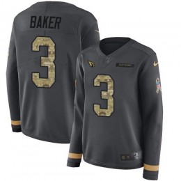 Cardinals #3 Budda Baker Anthracite Salute To Service Women's Stitched NFL Limited Therma Long Sleeve Jersey