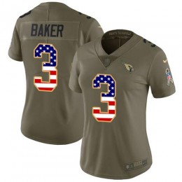 Cardinals #3 Budda Baker Olive/USA Flag Women's Stitched NFL Limited 2017 Salute To Service Jersey