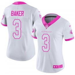 Cardinals #3 Budda Baker White/Pink Women's Stitched NFL Limited Rush Fashion Jersey