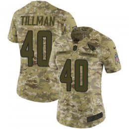 Cardinals #40 Pat Tillman Camo Women's Stitched NFL Limited 2018 Salute To Service Jersey