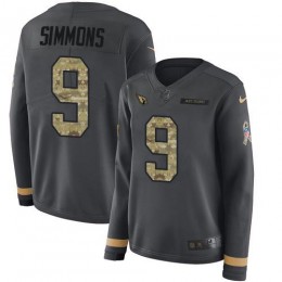 Cardinals #9 Isaiah Simmons Anthracite Salute To Service Women's Stitched NFL Limited Therma Long Sleeve Jersey