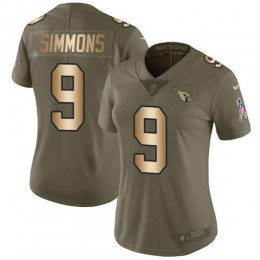 Cardinals #9 Isaiah Simmons Olive/Gold Women's Stitched NFL Limited 2017 Salute To Service Jersey