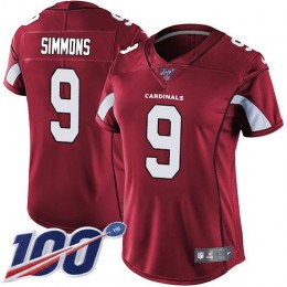 Cardinals #9 Isaiah Simmons Red Team Color Women's Stitched NFL 100th Season Vapor Untouchable Limited Jersey
