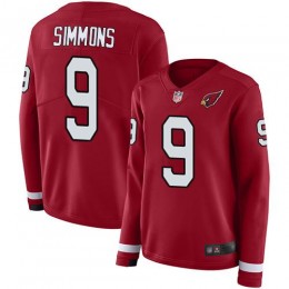 Cardinals #9 Isaiah Simmons Red Team Color Women's Stitched NFL Limited Therma Long Sleeve Jersey