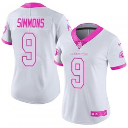 Cardinals #9 Isaiah Simmons White/Pink Women's Stitched NFL Limited Rush Fashion Jersey