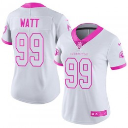 Cardinals #99 J.J. Watt White/Pink Women's Stitched NFL Limited Rush Fashion Jersey