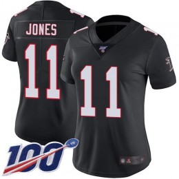 Atlanta Falcons #11 Julio Jones Black Alternate Women's Stitched NFL 100th Season Vapor Limited Jersey