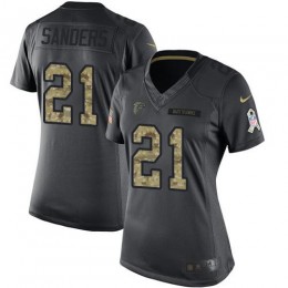 Atlanta Falcons #21 Deion Sanders Black Women's Stitched NFL Limited 2016 Salute to Service Jersey