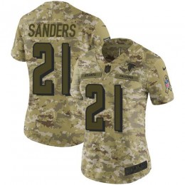Atlanta Falcons #21 Deion Sanders Camo Women's Stitched NFL Limited 2018 Salute to Service Jersey