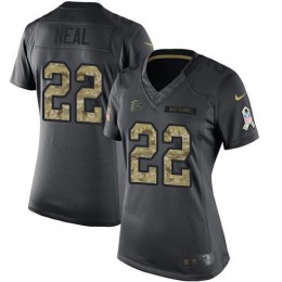 Atlanta Falcons #22 Keanu Neal Black Women's Stitched NFL Limited 2016 Salute to Service Jersey