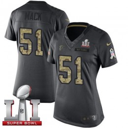 Atlanta Falcons #51 Alex Mack Black Super Bowl LI 51 Women's Stitched NFL Limited 2016 Salute to Service Jersey