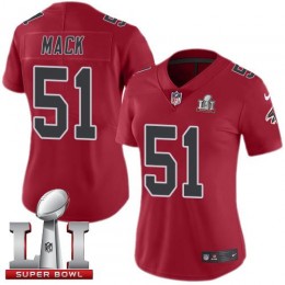 Atlanta Falcons #51 Alex Mack Red Super Bowl LI 51 Women's Stitched NFL Limited Rush Jersey
