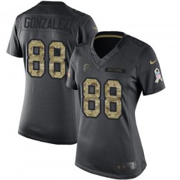 Atlanta Falcons #88 Tony Gonzalez Black Women's Stitched NFL Limited 2016 Salute to Service Jersey