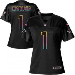 Falcons #1 Marcus Mariota Black Women's NFL Fashion Game Jersey