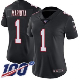 Falcons #1 Marcus Mariota Black Alternate Stitched Women's NFL 100th Season Vapor Untouchable Limited Jersey