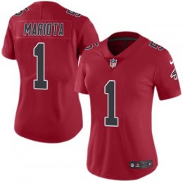 Falcons #1 Marcus Mariota Red Stitched Women's NFL Limited Rush Jersey