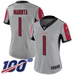 Falcons #1 Marcus Mariota Silver Stitched Women's NFL Limited Inverted Legend 100th Season Jersey